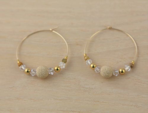Boucles d'oreilles Hanaya Bijoux créées par Véronique Rident, à Valence avec des perles plaquées or, des perles Miyuki® et SWAROVSKI® ELEMENTS.